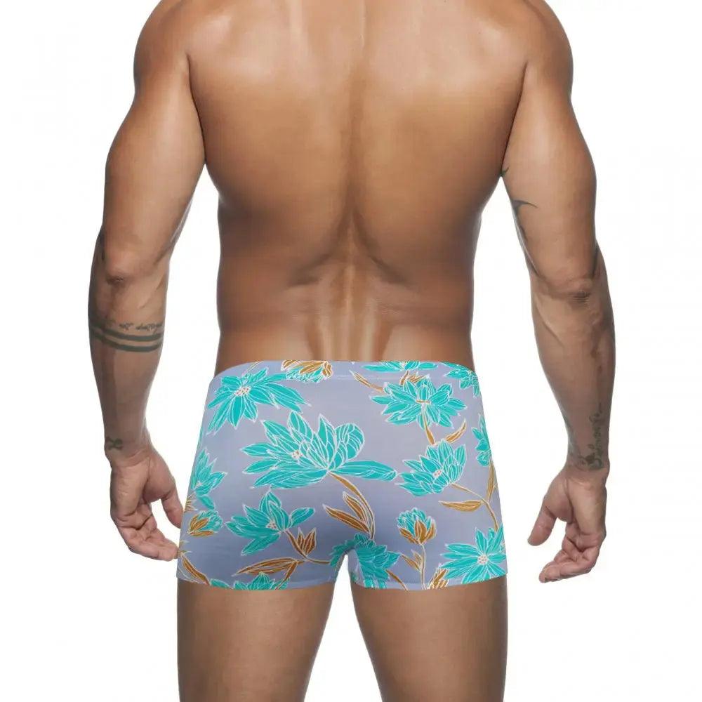 Men's Printed Low-Rise Swim Boxers with Drawstring – Quick-Dry Nylon, European Style - His Inwear