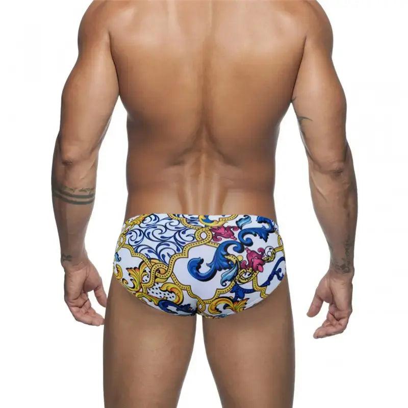 Men's Quick-Dry Low-Rise Swim Briefs – Stylish Printed Bikini Swimwear - His Inwear