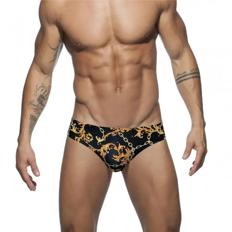 Men's Quick-Dry Low-Rise Swim Briefs – Stylish Printed Bikini Swimwear - His Inwear