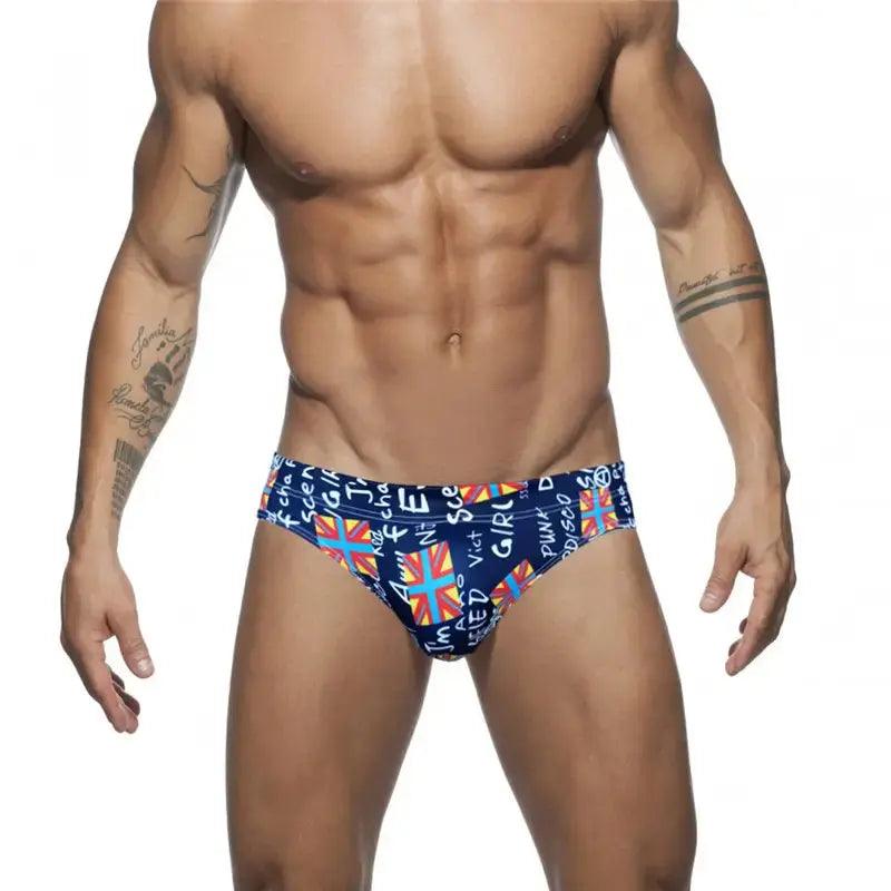 Men's Quick-Dry Low-Rise Swim Briefs – Stylish Printed Bikini Swimwear - His Inwear