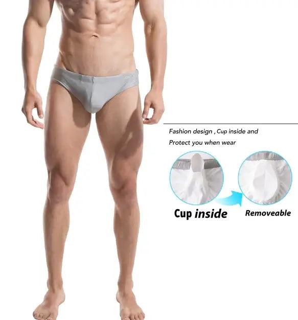 Men's Swim Briefs - Sexy Low Rise Quick Dry Swimwear with Convex Pad - His Inwear