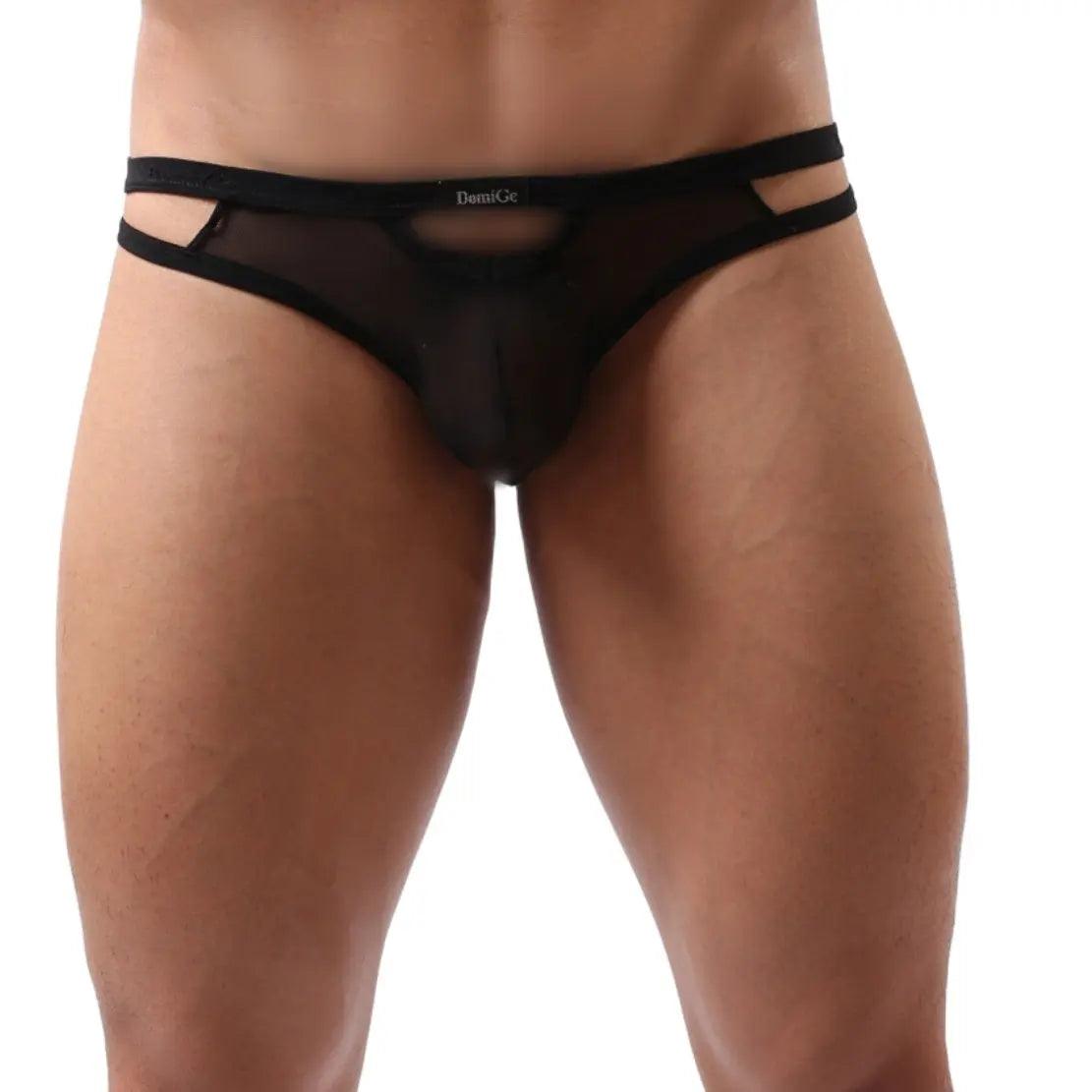 Men's Underwear with Elastic Waistband and Hollow Design G-String - His Inwear